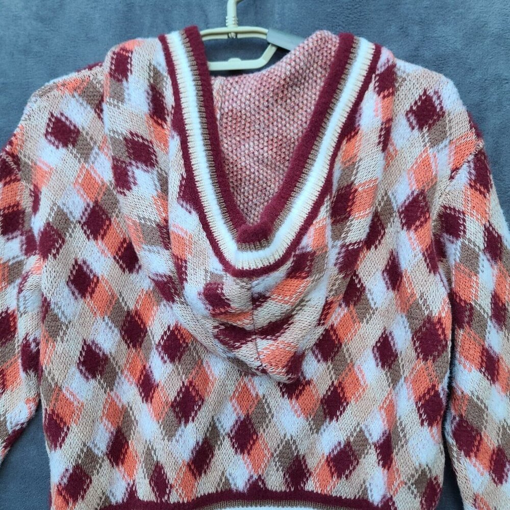 Free People Field of Flowers Zip Up Hoodie Cardigan Sweater XS Red Multi LS NWT - Picture 5 of 12